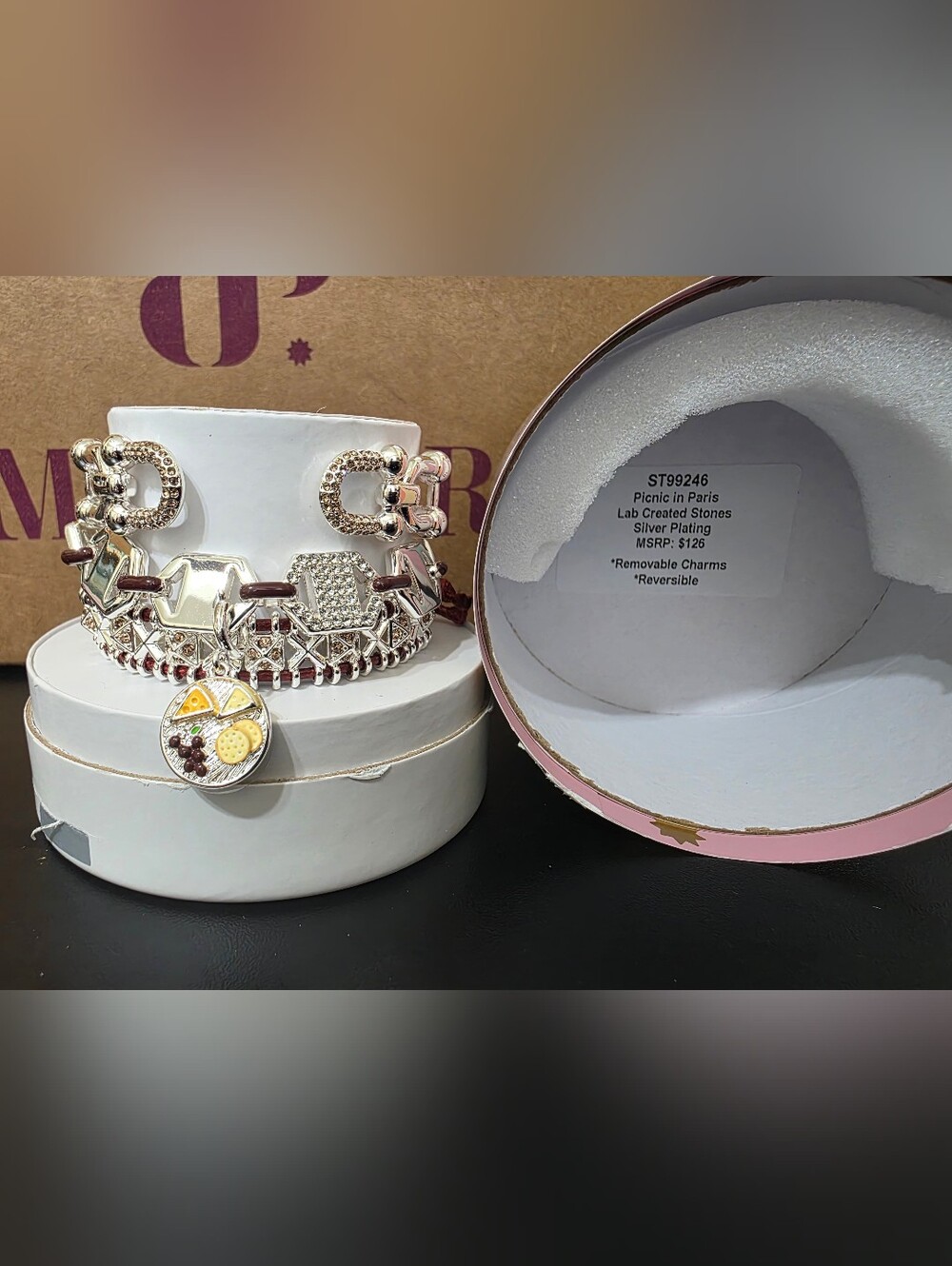 Silver-Plated Charm Bracelet Stack - Picnic In Paris